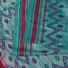 Sanskriti Vintage Blue Pure Silk Saree Ikat Print & Woven 5+Yd Sari Craft Fabric