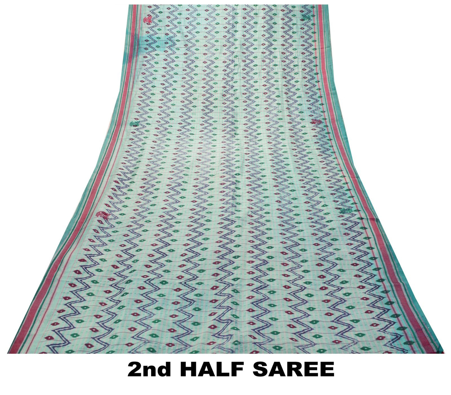 Sanskriti Vintage Blue Pure Silk Saree Ikat Print & Woven 5+Yd Sari Craft Fabric
