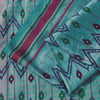 Sanskriti Vintage Blue Pure Silk Saree Ikat Print & Woven 5+Yd Sari Craft Fabric