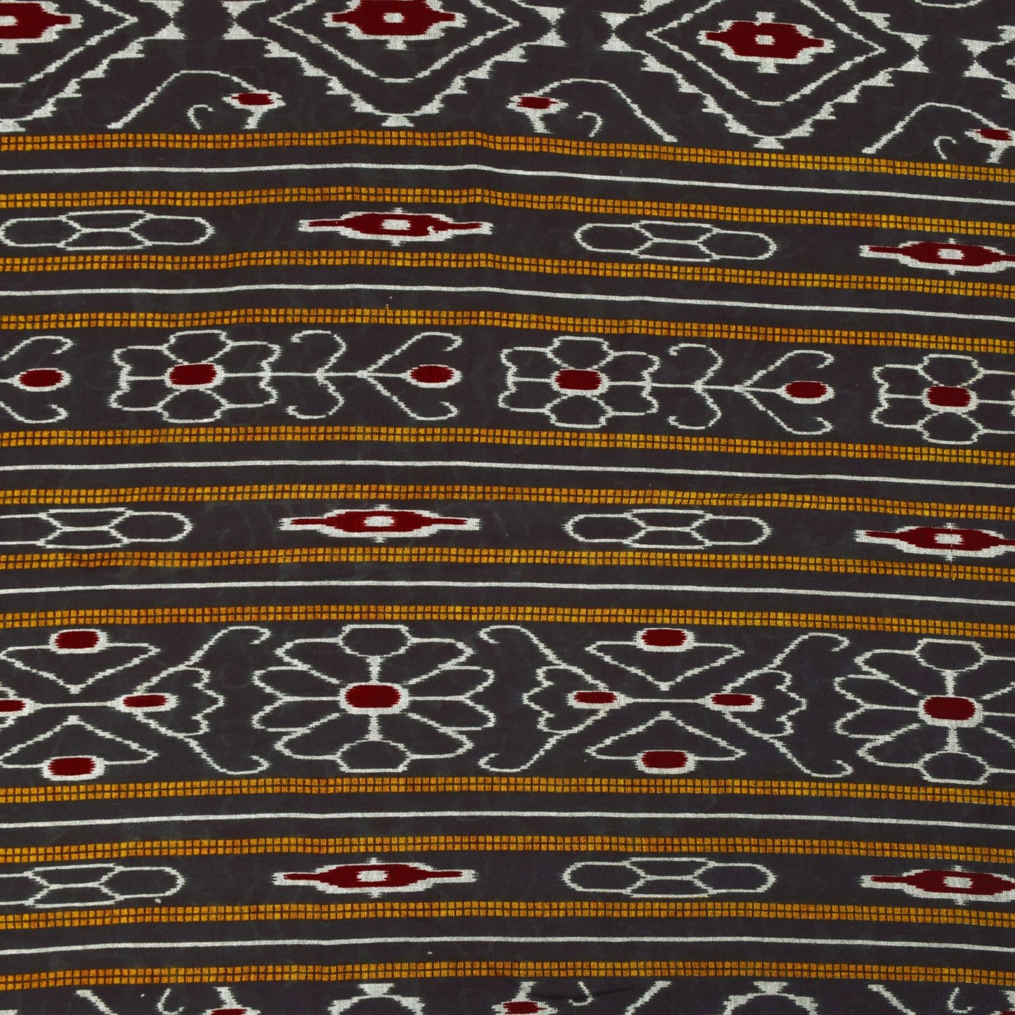 Sanskriti Vintage Dark Red Pure Cotton Saree Ikat Handwoven Sambhalpuri 5.5 Yard
