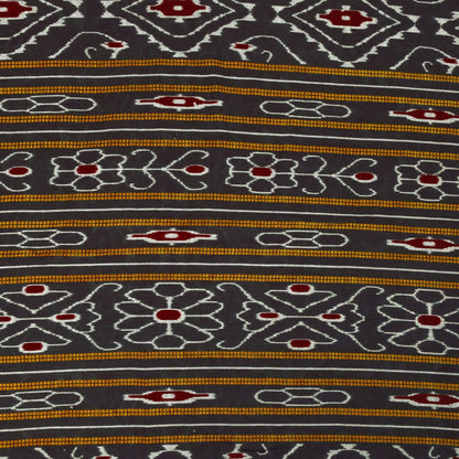 Sanskriti Vintage Dark Red Pure Cotton Saree Ikat Handwoven Sambhalpuri 5.5 Yard