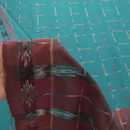 Sanskriti Vintage Blue 100%Pure Silk Saree Ikat Hand Woven Pochampally 5+Yd Sari