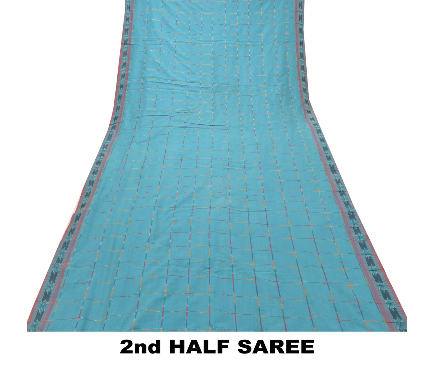 Sanskriti Vintage Blue 100%Pure Silk Saree Ikat Hand Woven Pochampally 5+Yd Sari