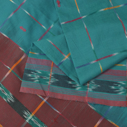 Sanskriti Vintage Blue 100%Pure Silk Saree Ikat Hand Woven Pochampally 5+Yd Sari