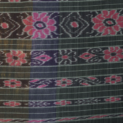 Sanskriti Vintage Black-Yellow Pure Silk Saree Ikat Hand Woven Sambhalpuri 5.5Yd