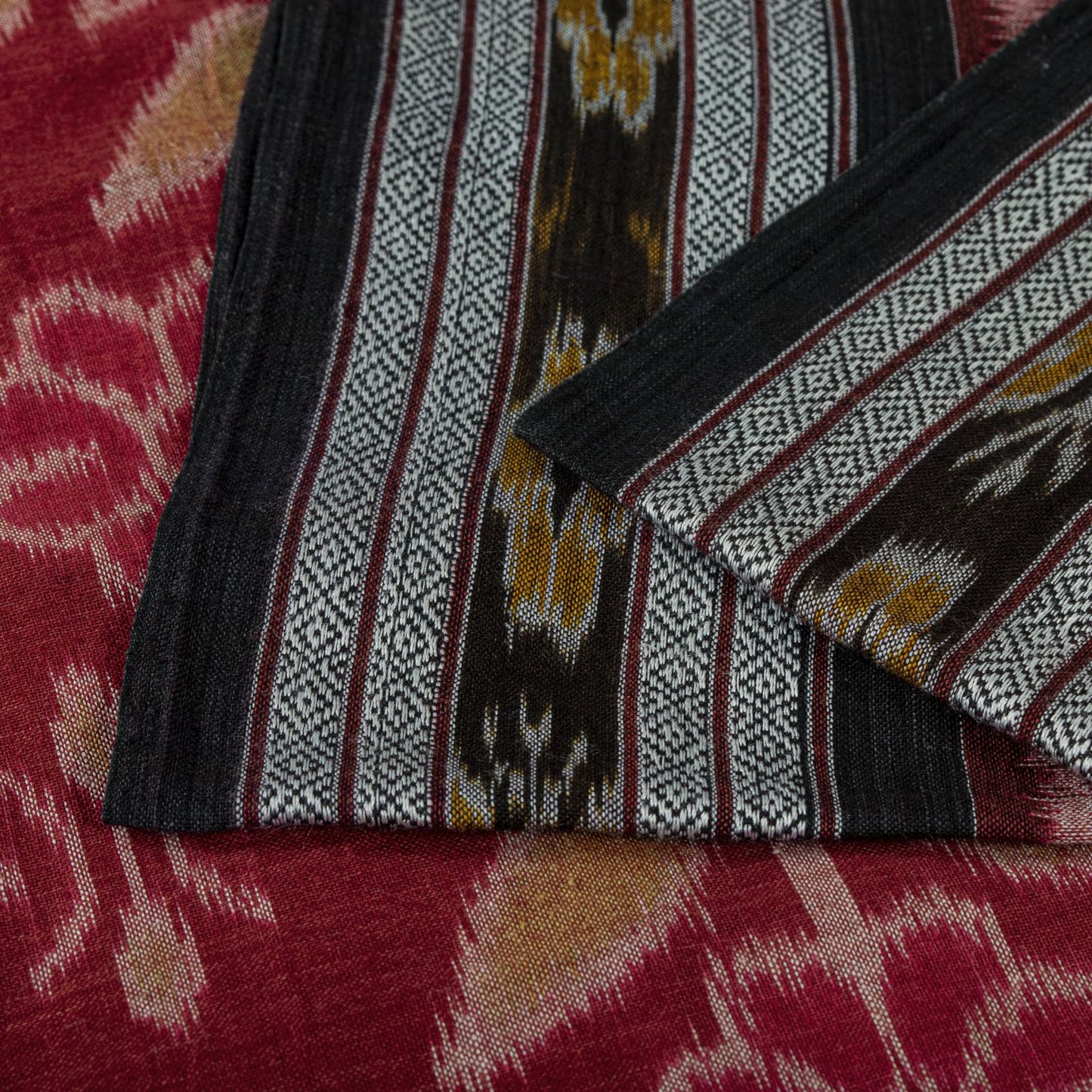 Sanskriti Vintage Red Pure Cotton Saree Peacock Ikat Hand Woven Sambhalpuri Sari