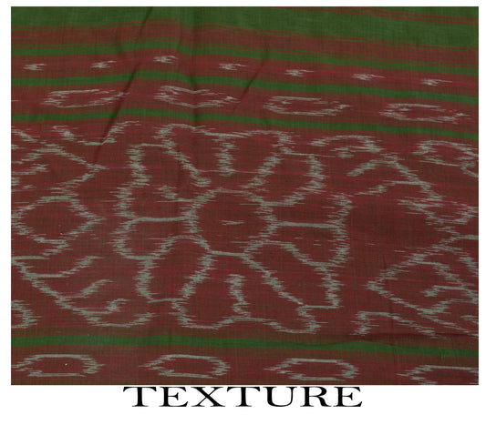 Sanskriti Vintage Green Pure Cotton Saree Ikat Hand Woven Sambhalpuri 5.5Yd Sari