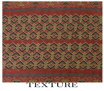 Sanskriti Vintage Black Pure Cotton Saree Patan Patola Ikat Printed 6.5+Yd Sari