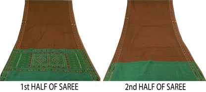 Sanskriti Vintage Red Blend Cotton Saree Ikat Hand Woven Sambhalpuri 7+Yd Sari