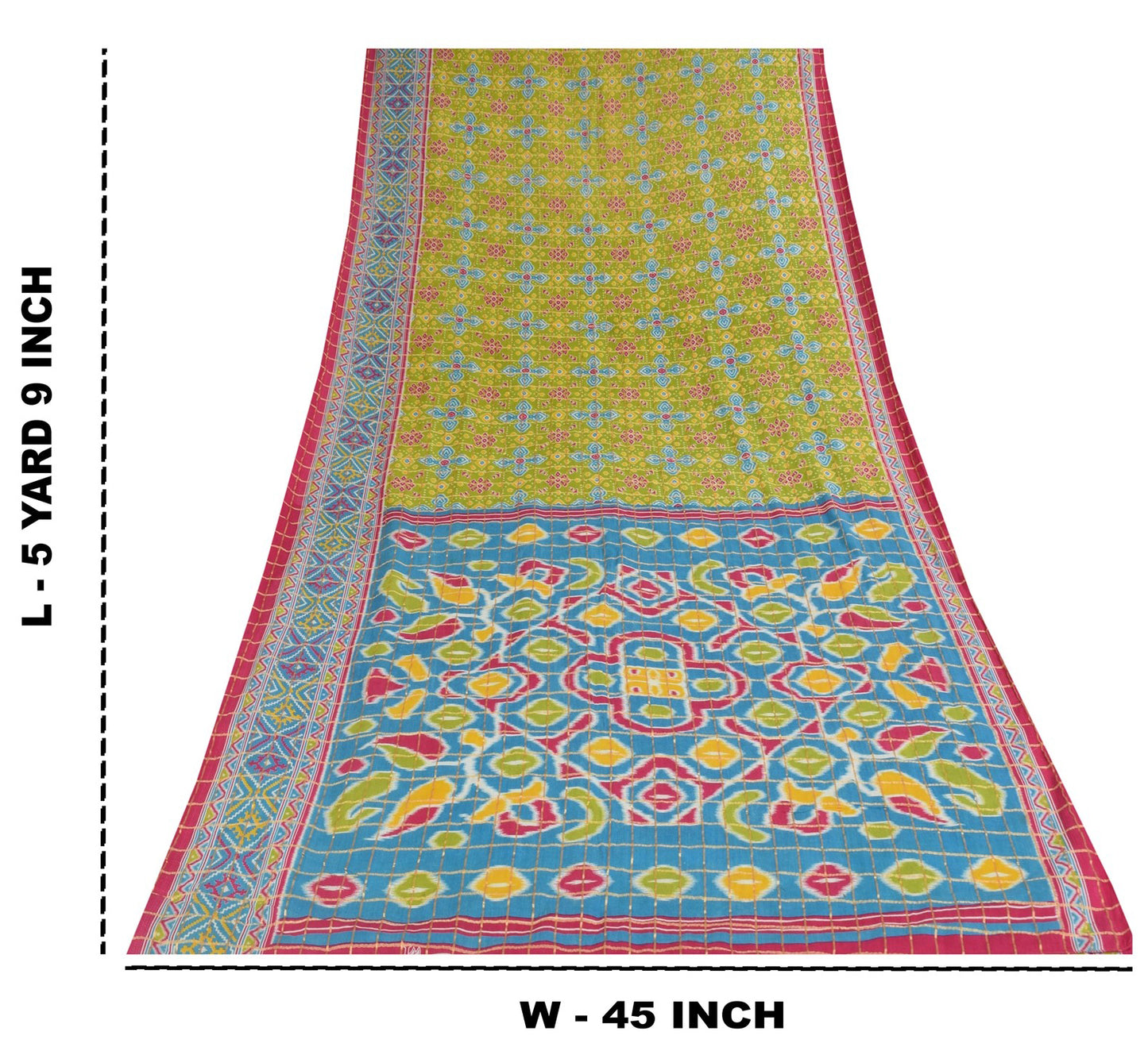 Sanskriti Vintage Green Pure Cotton Saree Patan Patola Ikat Print-Zari WovenSari