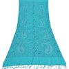 Sanskriti New Embroidered Woven Blue Pure Wool Shawl Stole Paisley Scarf
