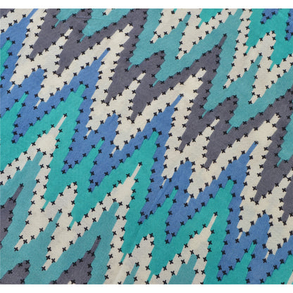 Sanskriti New Viscose Printed Indian Shawl Blue Stole Scarf Geometrical Scarves