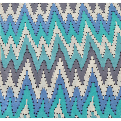 Sanskriti New Viscose Printed Indian Shawl Blue Stole Scarf Geometrical Scarves