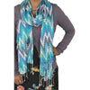 Sanskriti New Viscose Printed Indian Shawl Blue Stole Scarf Geometrical Scarves