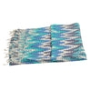 Sanskriti New Viscose Printed Indian Shawl Blue Stole Scarf Geometrical Scarves