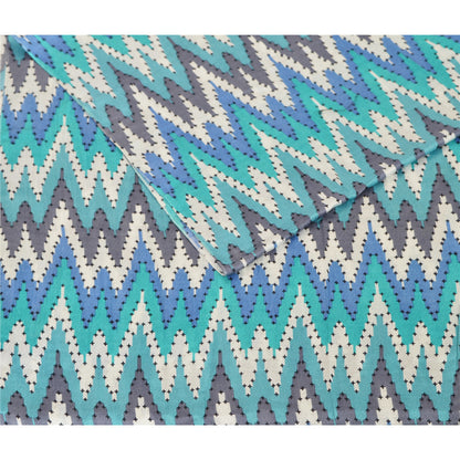 Sanskriti New Viscose Printed Indian Shawl Blue Stole Scarf Geometrical Scarves