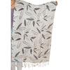 Sanskriti New Viscose Printed Shawl White Stole Scarf Feathers Wrap Scarves