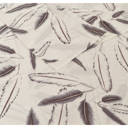 Sanskriti New Viscose Printed Shawl White Stole Scarf Feathers Wrap Scarves