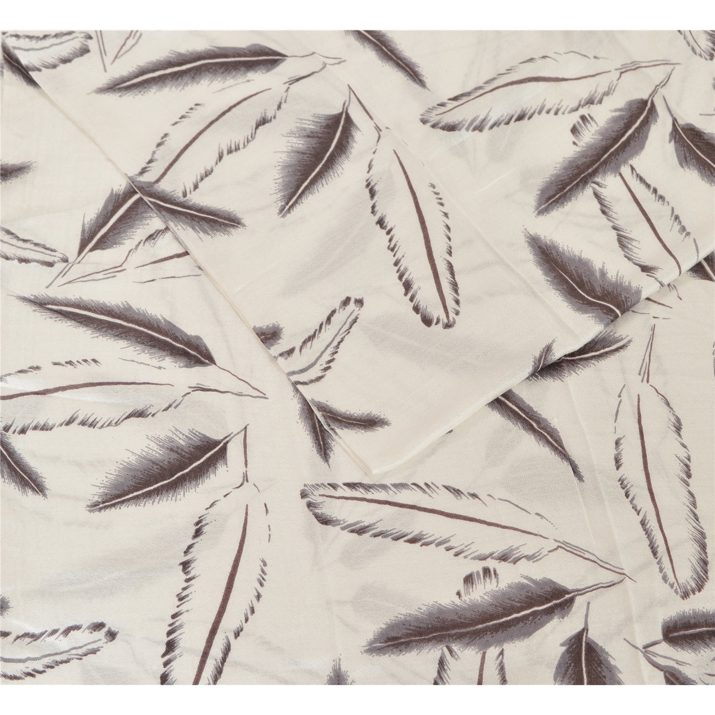 Sanskriti New Viscose Printed Shawl White Stole Scarf Feathers Wrap Scarves