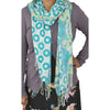 Sanskriti New Viscose Printed Shawl White Stole Scarf Floral Wrap Scarves