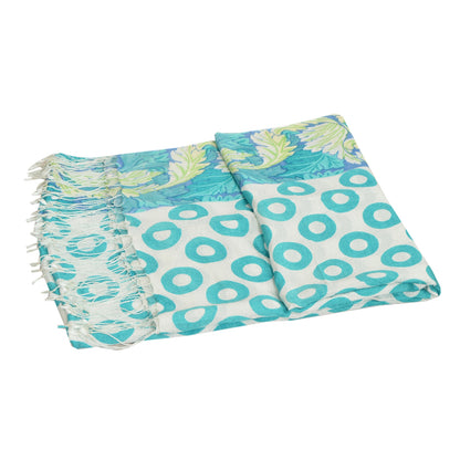 Sanskriti New Viscose Printed Shawl White Stole Scarf Floral Wrap Scarves