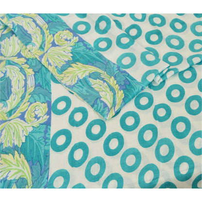 Sanskriti New Viscose Printed Shawl White Stole Scarf Floral Wrap Scarves