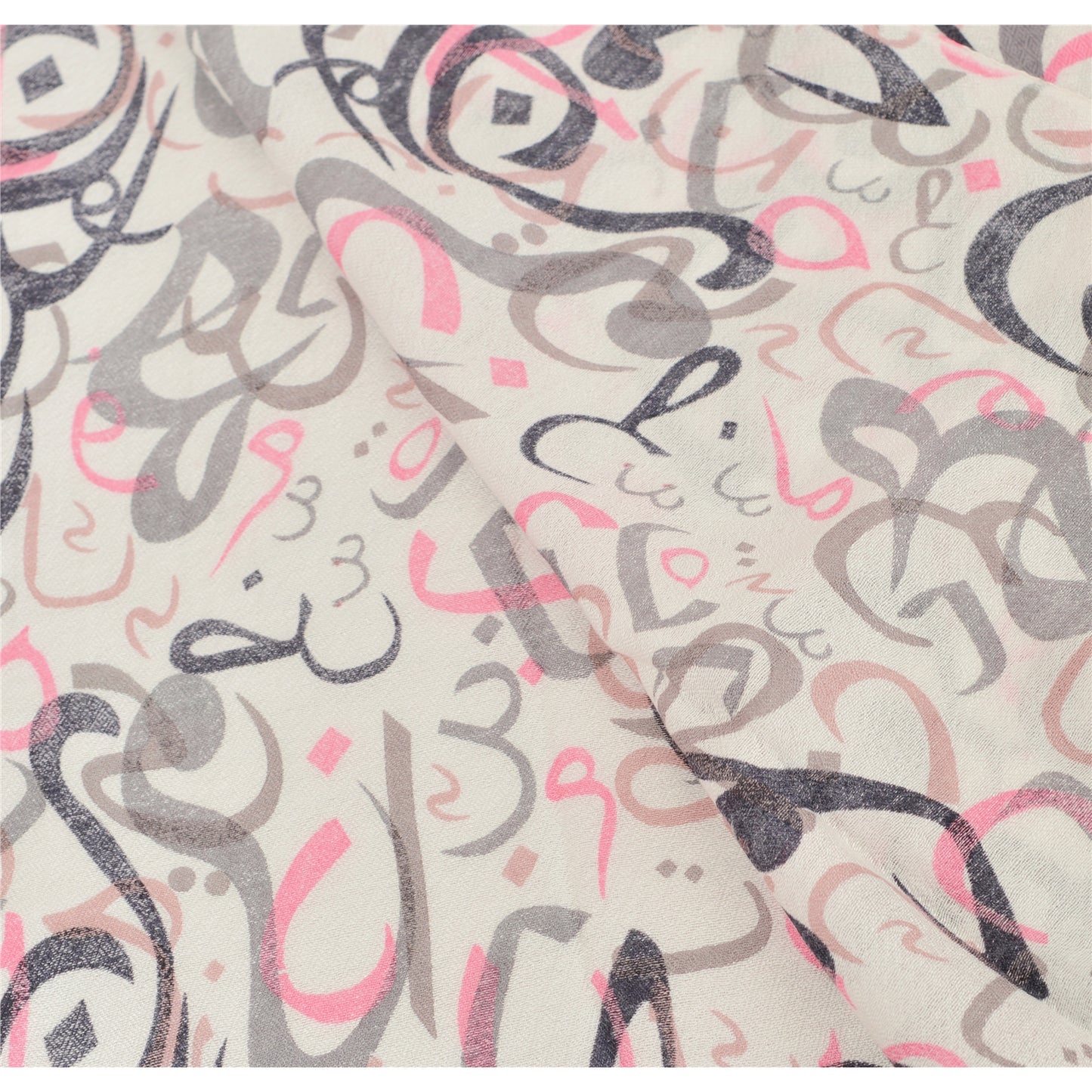 Sanskriti New Viscose Printed Shawl White Stole Scarf Abstract Wrap Scarves