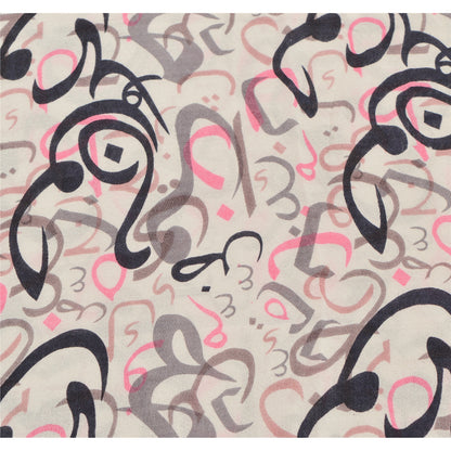 Sanskriti New Viscose Printed Shawl White Stole Scarf Abstract Wrap Scarves