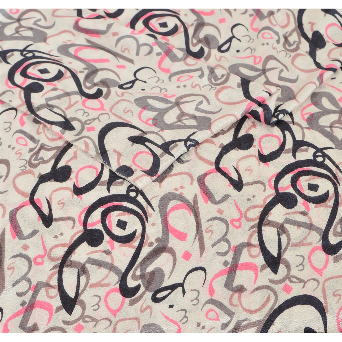 Sanskriti New Viscose Printed Shawl White Stole Scarf Abstract Wrap Scarves