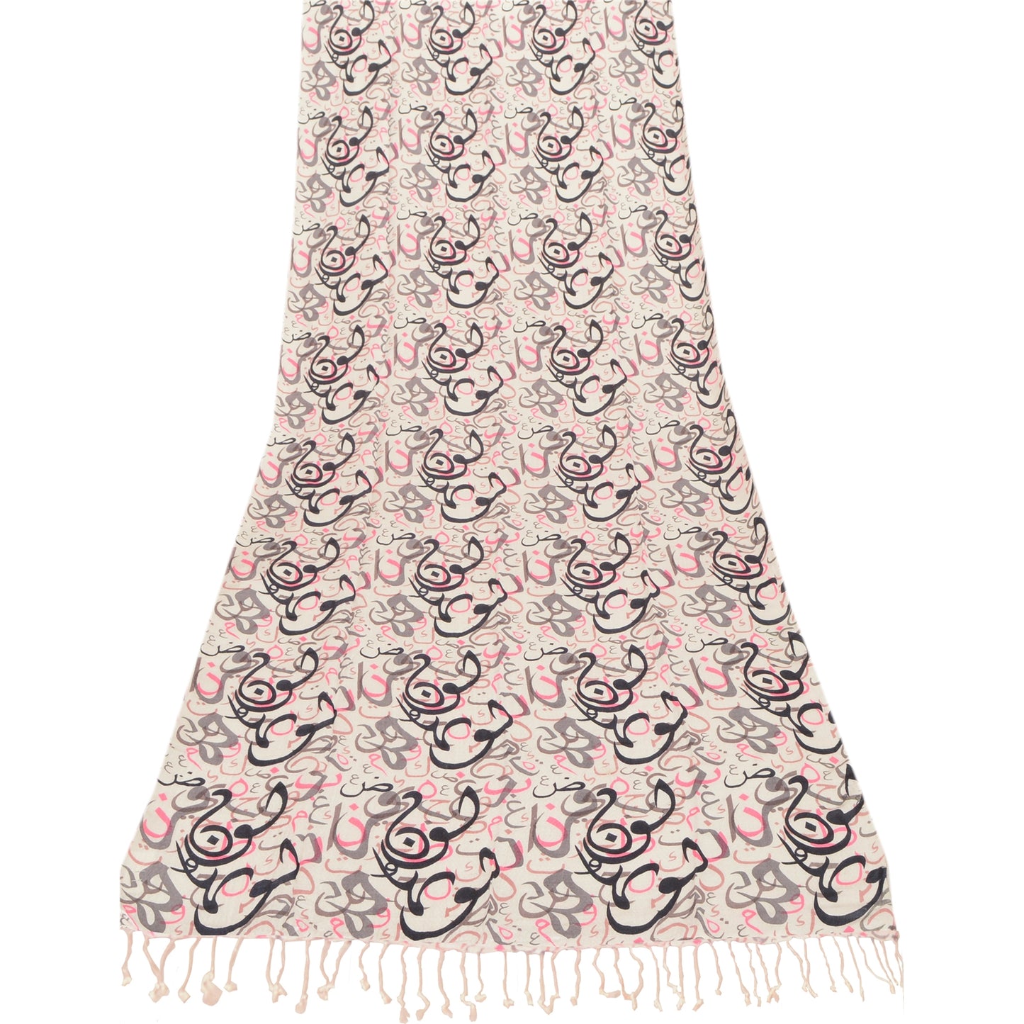 Sanskriti New Viscose Printed Shawl White Stole Scarf Abstract Wrap Scarves