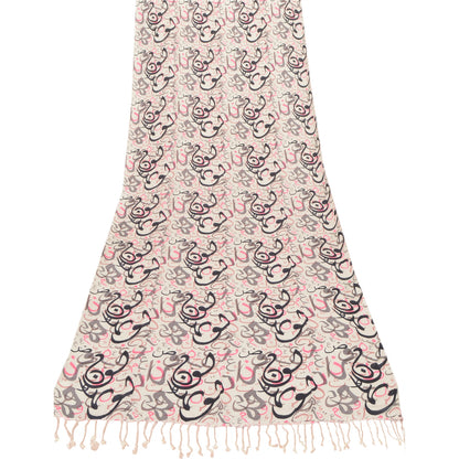 Sanskriti New Viscose Printed Shawl White Stole Scarf Abstract Wrap Scarves