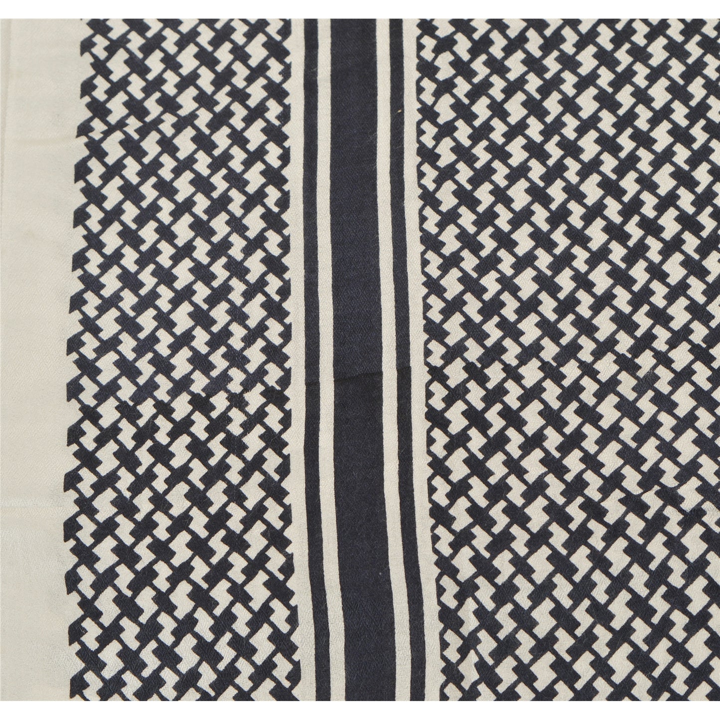 Sanskriti New Viscose Printed Shawl White Stole Scarf Geometrical Scarves