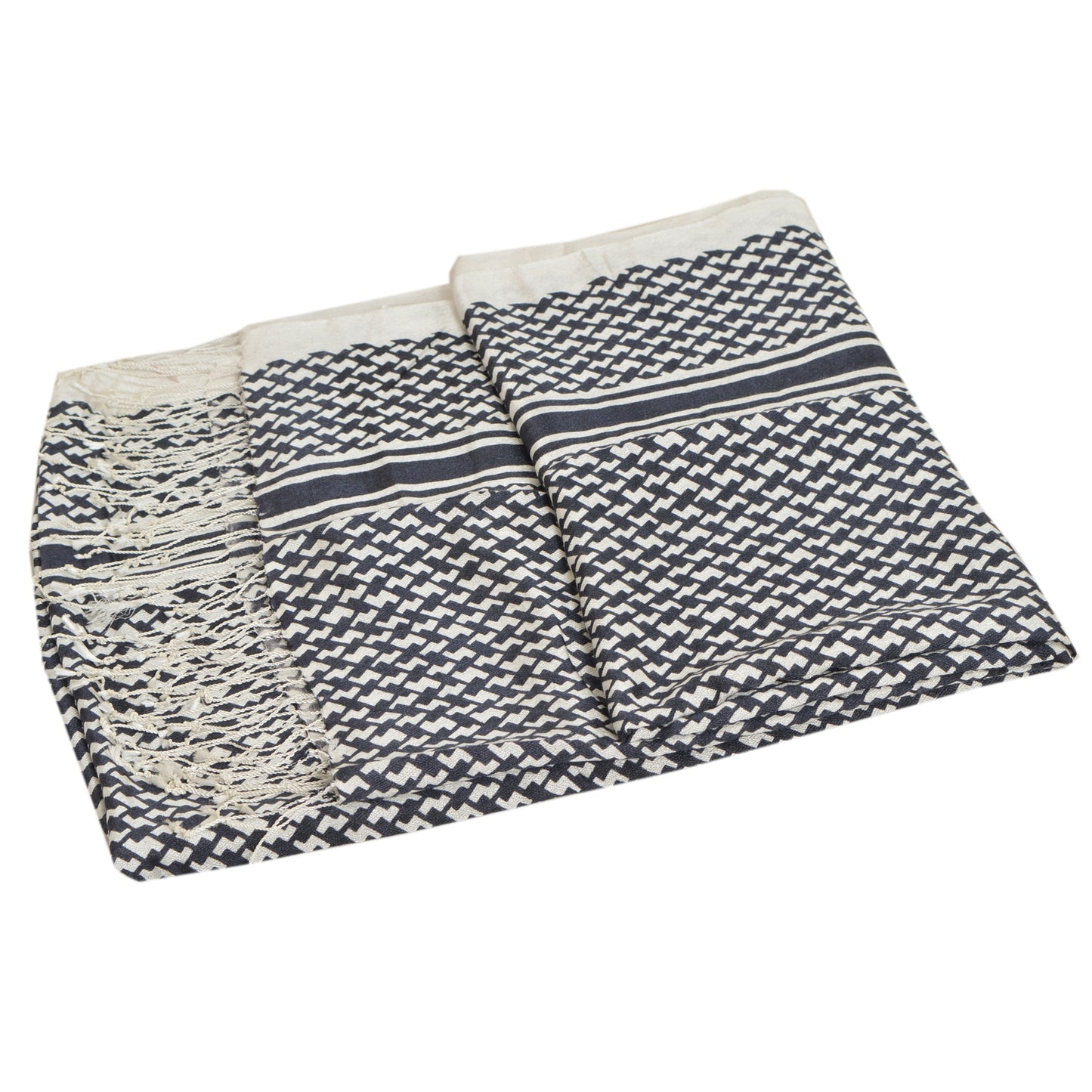 Sanskriti New Viscose Printed Shawl White Stole Scarf Geometrical Scarves