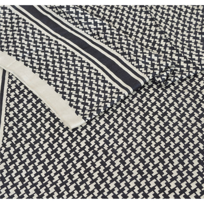 Sanskriti New Viscose Printed Shawl White Stole Scarf Geometrical Scarves