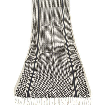 Sanskriti New Viscose Printed Shawl White Stole Scarf Geometrical Scarves