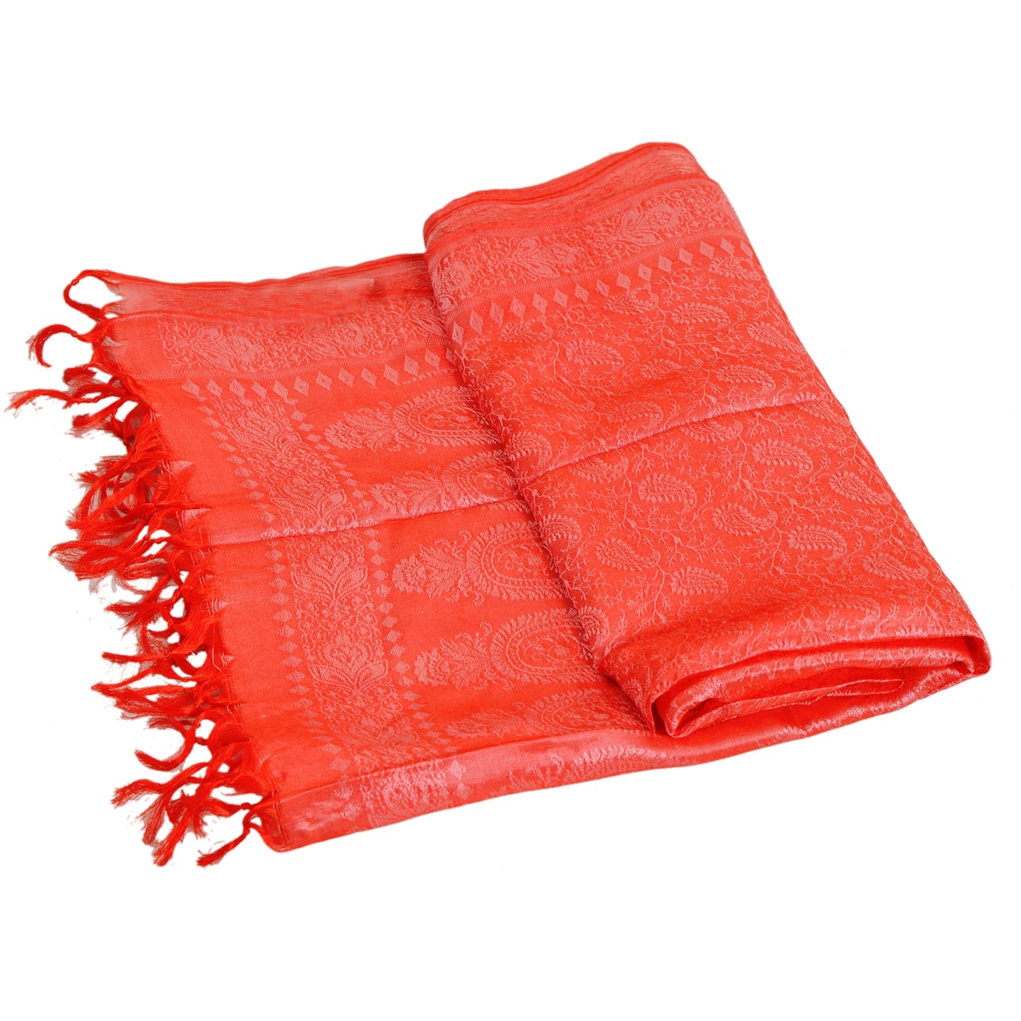 Sanskriti New Woven Silk Scarf Red Stole Paisley Wrap Scarves