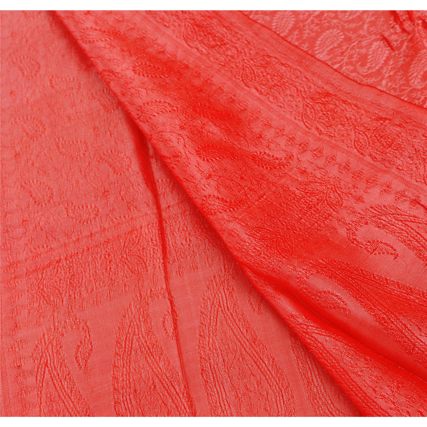 Sanskriti New Woven Silk Scarf Red Stole Paisley Wrap Scarves