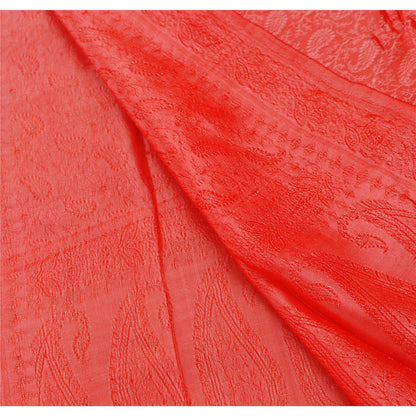 Sanskriti New Woven Silk Scarf Red Stole Paisley Wrap Scarves