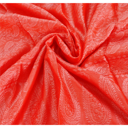 Sanskriti New Woven Silk Scarf Red Stole Paisley Wrap Scarves