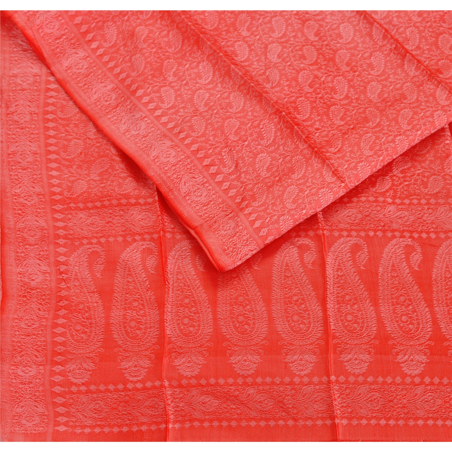Sanskriti New Woven Silk Scarf Red Stole Paisley Wrap Scarves