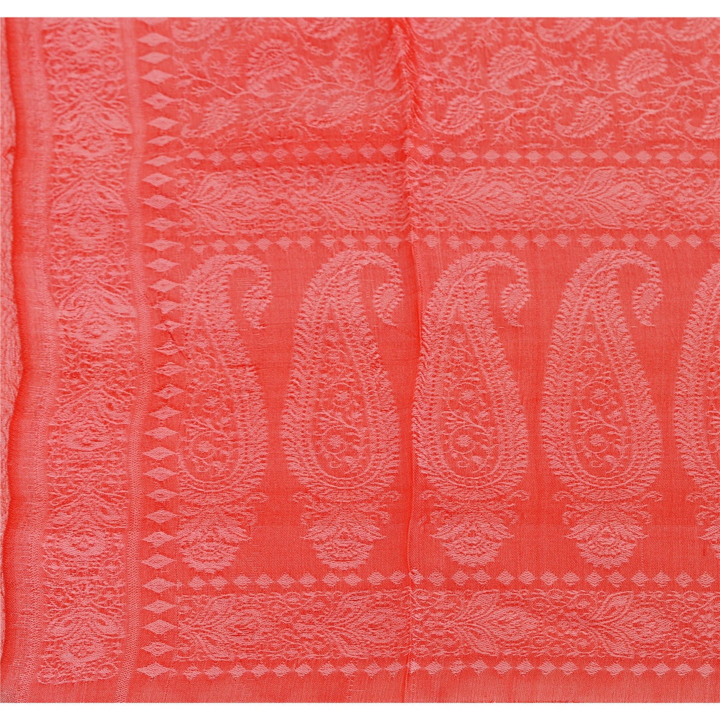 Sanskriti New Woven Silk Scarf Red Stole Paisley Wrap Scarves
