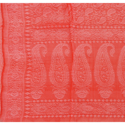 Sanskriti New Woven Silk Scarf Red Stole Paisley Wrap Scarves