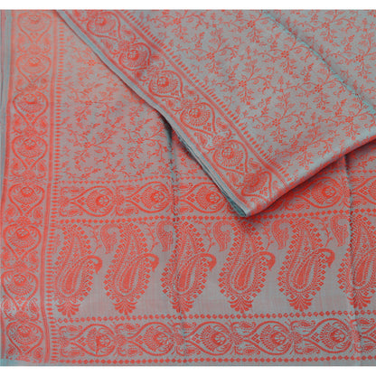Sanskriti New Woven Silk Jacquard Scarf Red Stole Paisley Wrap Soft Scarves