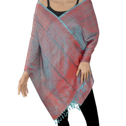 Sanskriti New Woven Silk Jacquard Scarf Red Stole Paisley Wrap Soft Scarves