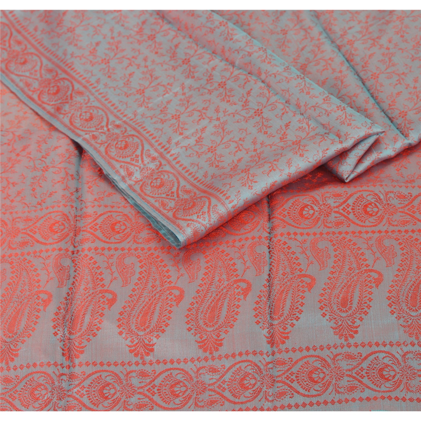 Sanskriti New Woven Silk Jacquard Scarf Red Stole Paisley Wrap Soft Scarves