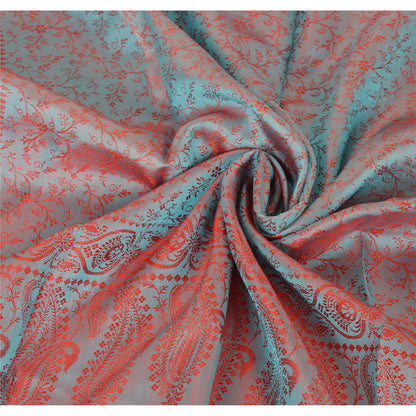 Sanskriti New Woven Silk Jacquard Scarf Red Stole Paisley Wrap Soft Scarves