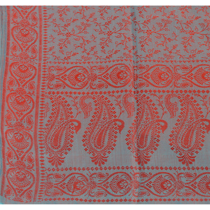 Sanskriti New Woven Silk Jacquard Scarf Red Stole Paisley Wrap Soft Scarves