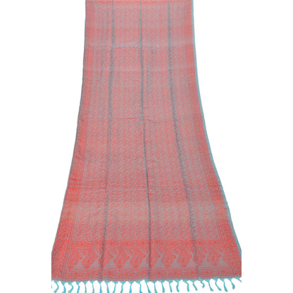 Sanskriti New Woven Silk Jacquard Scarf Red Stole Paisley Wrap Soft Scarves