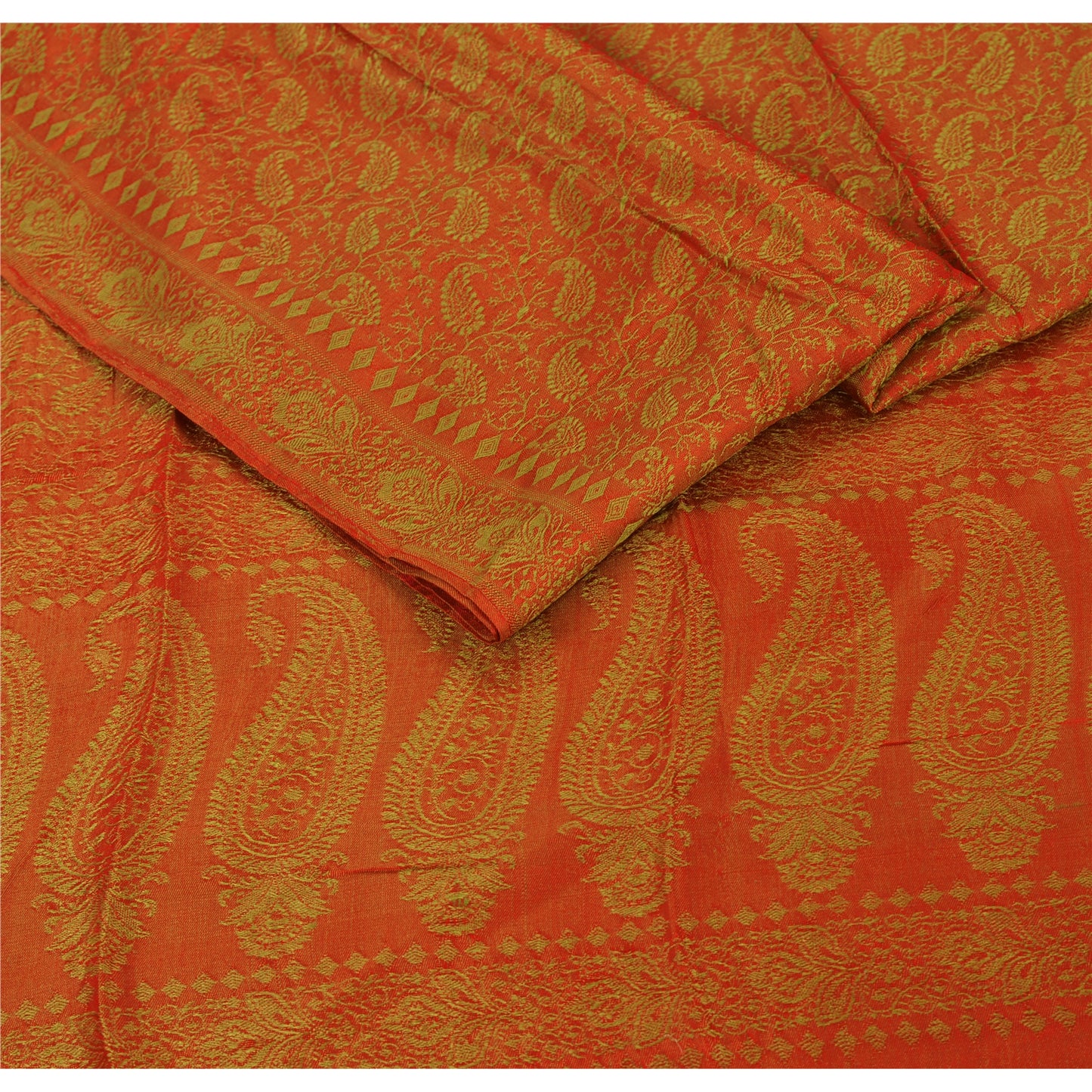 Sanskriti Ny Pashmina Vævet Silke Jacquard Tørklæde Rød Stola Paisley