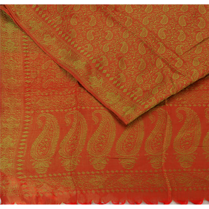 Sanskriti Ny Pashmina Vævet Silke Jacquard Tørklæde Rød Stola Paisley